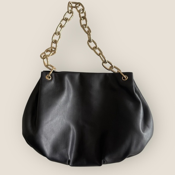 House of Want | We Inspire Vegan Leather Shoulder Bag | Black & Gold | Medium - Picture 4 of 14